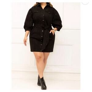 NWT size 24 ELOQUII Elements black Denim Dress